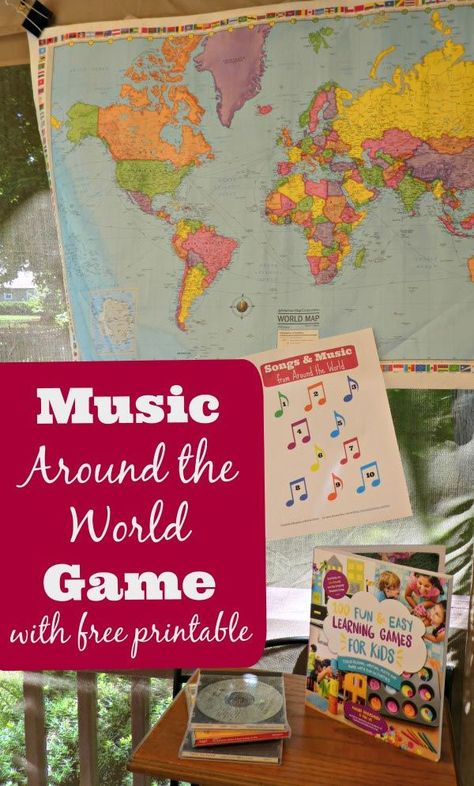 Music Games For Kids, Around The World Games, Music Around The World, Around The World Theme, Geography Activities, Homeschool Music, Music Lessons For Kids, Preschool Music, Music Crafts