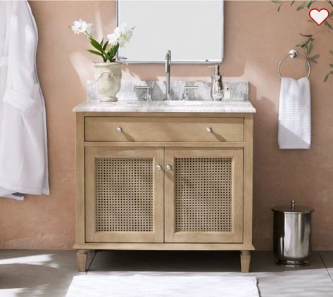 Rattan Vanity, Construction Crafts, Vanity Bathroom, Single Sink Vanity, Sink Vanity, Cupboard Doors, Ceramic Sink, Single Sink, Carrara Marble