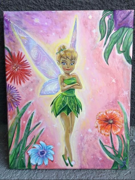 Tinker Bell Painting, Tinkerbell Painting, Princess Art, Art Drawings Sketches Creative, Tinker Bell, Diy Canvas Art, Diy Canvas, Art Drawings Sketches, Art Gift