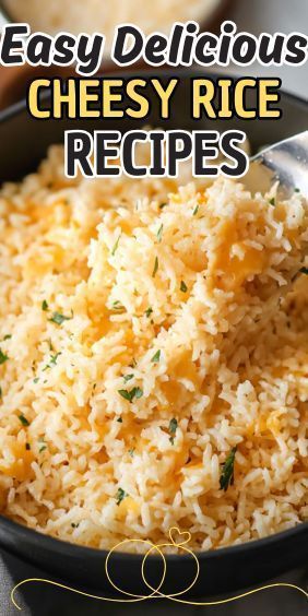 Easy Cheesy Rice Recipe Easy Cheesy Rice, Cheesy Rice Recipes, Rice Casserole Dishes, Cheesy Rice Casserole, Crockpot Rice Recipes, Cheesy Mexican Rice, Cooked Rice Recipes, Tasty Rice Recipes, Leftover Rice Recipes