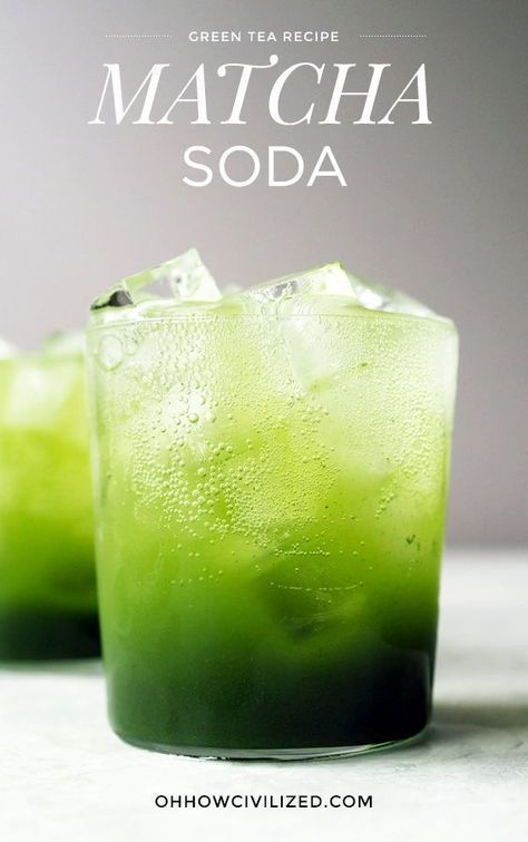 Matcha (Green Tea) Soda Recipe. #matcha #greentea #icedtea Matcha Syrup, Matcha Soda, Matcha Green Tea Recipes, Tea Soda, Japanese Diet, Green Tea Recipes, Matcha Drink, Matcha Recipe, Soda Recipe