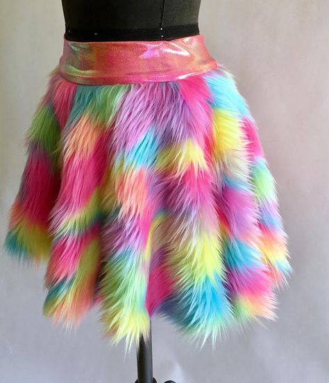 Rainbow Fur Unicorn Costume Skirt Made to Order Micro for a cheeky look or Mini to maintain some posterior mystery Rainbow Rave Outfit, Rave Costume, Skirt Costume, Quick Fashion, Rave Costumes, Women Hats Fashion, Petite Fashion Tips, Womens Tops Dressy, Harajuku Outfits