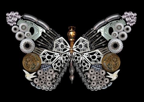 Organic And Mechanic Art Gcse, Mechanical Butterfly Tattoo, Steampunk Butterfly Tattoo, Steam Punk Butterfly, Butterfly Animation, Mechanical Butterfly, Organic Mechanic, Mechanics Aesthetic, Steampunk Drawing