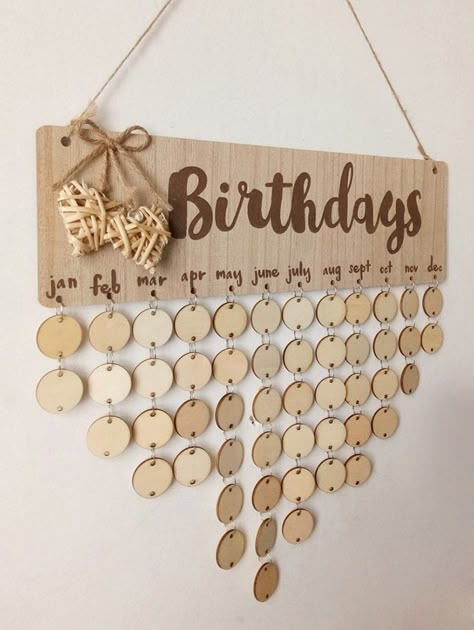 Wooden Birthday Calendar Diy, Birthday Wooden Calendar, Family Birthday Board Wooden Signs, Wooden Birthday Sign, Wood Birthday Calendar, Birthday Reminder Ideas, Birthday Calendar Diy, Birthday Calendar Ideas, Birthday Reminder Board