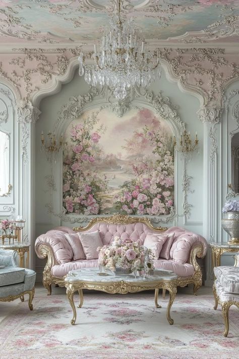 Vintage Living Room Ideas, Rococo Aesthetic, Rococo Interior, Rococo Revival, Plush Furniture, Rococo Art, French Rococo, Dream Life House, Casa Vintage