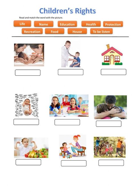 Children's Rights online exercise for Grade 2 Elementary. You can do the exercises online or download the worksheet as pdf. Kids Rights Activities, Rights And Responsibilities Grade 2, Children Rights Poster, Child Rights Craft, Rights And Responsibilities Activities, Rights Of A Child, Children's Rights And Responsibilities, Healthy Food Activities For Preschool, Rights Of The Child