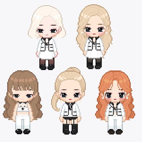 Soyeon Drawing, G Idle Drawing, Gidle Anime, Kpop Pixel Art, Kpop Chibi, My Little Star, Neverland Art, Fusion Beads, Group Art