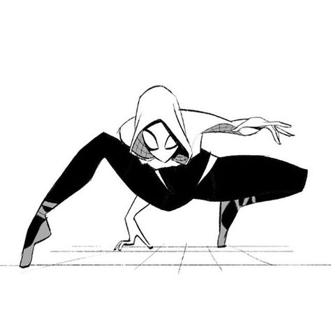 here’s nothing more badass then Gwen Stacy in ballet shoes* #spiderverse #spiderman #marvel #sonyanimatio Gwen Stacy Ballet Shoes, Gwen Stacy Pose Reference, Gwen Stacy Poses, Gwen Stacy Shoes, Gwen Stacy Ballet, Gwen Stacy Concept Art, Gwen Ballet, Shiyoon Kim, Spiderman Poses