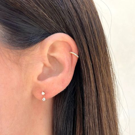 The Diamond Cartilage Ear Cuff sparkles with .07 carats of diamond set in a single row. Designed with a hinge for comfortable wear in the cartilage, this cuff requires no piercing—just a love of decorated ears. P.S. This best seller is 15% off if you purchase it in a bundled Gift Set. Right this way for more details on The Diamond Duo Gift Set. Decorated Ears, Cartilage Piercing Hoop, Pretty Decorations, Gold Cartilage Earrings, Cartilage Ear Cuff, Earrings Piercings, Cartilage Jewelry, Cartilage Earrings Hoop, Cartilage Hoop