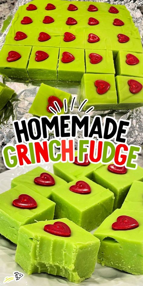 Grinch Fudge Grinch Fudge Easy, Grinch Fudge Recipe, Grinch Cheesecake, Grinch Pudding, Grinch Sweets, Grinchmas Food, Grinch Brownies, Grinch Desserts, Grinch Recipes