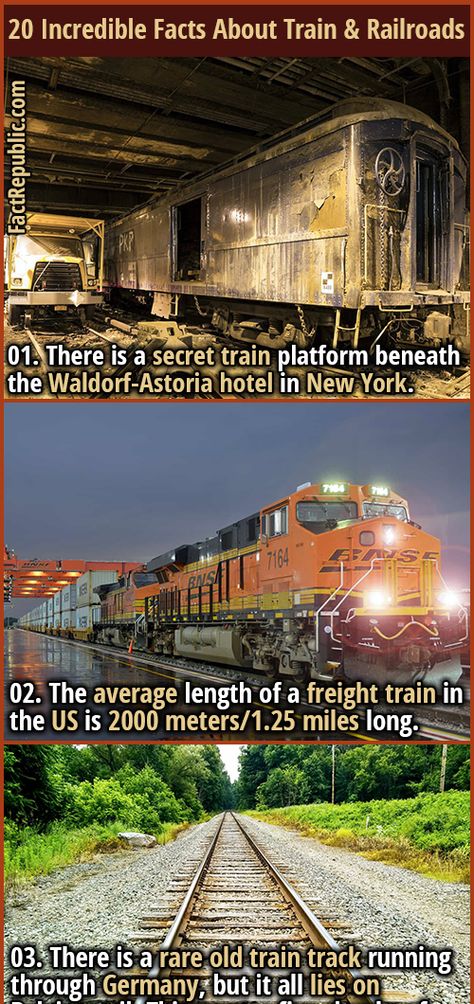 20 Incredible Facts About Trains and Railroads | Fact Republic Train Across America, Railroad Humor, Random Knowledge, Fact Republic, Astoria Hotel, Train Platform, Abandoned Train, Railroad History, Unknown Facts