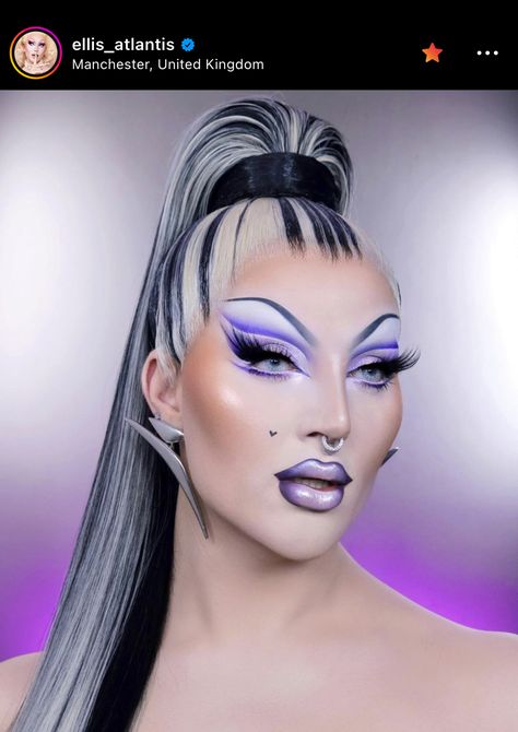 Colorful Drag Makeup, Drag Queen Makeup Looks, Drag Makeup Looks, Drag King Makeup, Drag Make-up, Drag Queen Makeup, Simple Eyeliner, Drag King, Drag Makeup