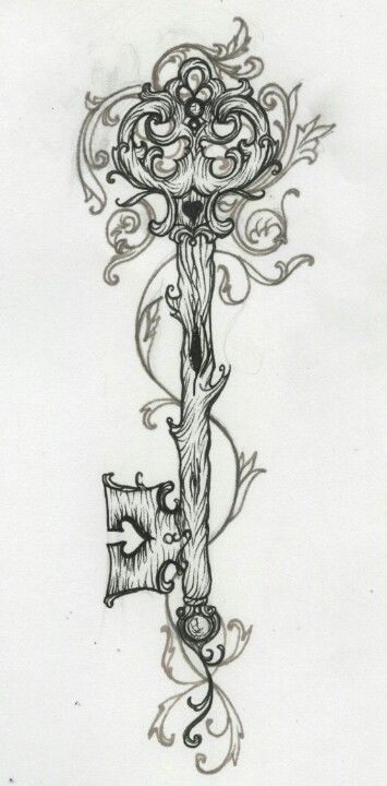 wooden key tattoo idea, without the swirly stuff around it @Jess Liu Falkenstien Key Tattoo Designs, Key Tattoos, Key Tattoo, Muster Tattoos, Geniale Tattoos, White Tattoo, Pattern Tattoo, Sleeve Tattoo, Skin Art