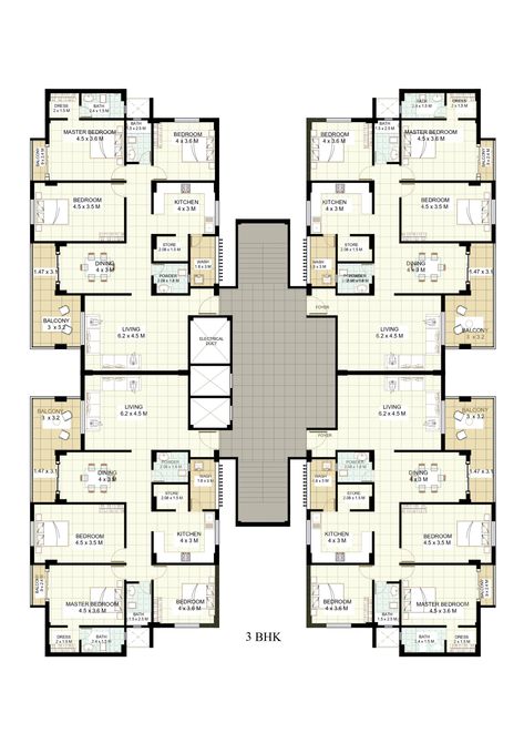 3bhk Apartment Floor Plans, 4 Bedroom Apartment Floor Plans, Apartment Building Layout, Apartment Building Floor Plans, Luxury Apartment Floor Plan, Apartment Floor Plans Luxury, 2 Bhk Apartment Plan, 1 Bhk Plan Layout Apartment, Small Apartment Building Plans