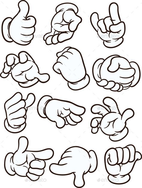 Cartoon hands making different gestures. Vector clip art illustration with simple gradients. Each on a separate layer. EPS10 file Cartoon Hands, Cartoon Style Drawing, Hand Gestures, Drawing Eyes, Blog Graphics, Graffiti Characters, Graffiti Drawing, Graffiti Lettering, Vintage Cartoon