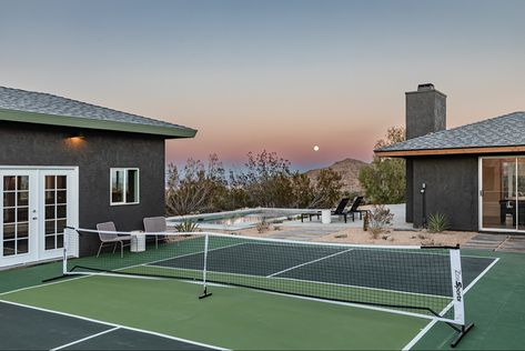 Pickleball Court Colors, Joshua Tree Home, Upscale Kitchen, Colorful Bathrooms, Desert Backyard, Interior Design Process, Warm Color Palette, Pickleball Court, Dining Design