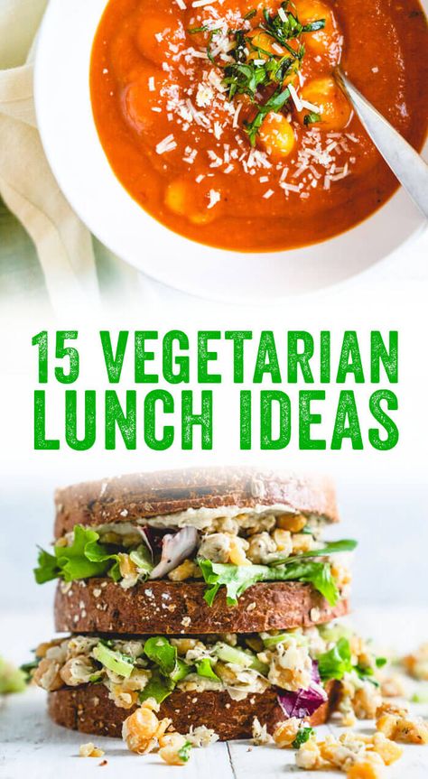 Wondering how to eat meatless at lunch? Here are 15 tasty & easy vegetarian lunch ideas that will keep you full all afternoon. #vegetarian #lunch #ideas #recipes #easy #fast #simple #quick #healthy Easy Vegetarian Lunch Ideas, Banana Bread Muffins Healthy, Vegetarian Lunch Ideas, A Couple Cooks, Vegetarian Recipes Lunch, Quick Vegetarian Meals, Easy Vegetarian Lunch, Couple Cooking, Veggie Sandwich