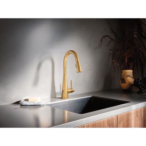 Moen Sleek Pull Down Touchless Single Handle Kitchen Faucet & Reviews | Wayfair Smart Faucet, Bar Faucet, Water Delivery, Clean Technology, Kitchen Cleaner, Power Clean, Fast Cleaning, Single Handle Kitchen Faucet, Kitchen Sink Faucets