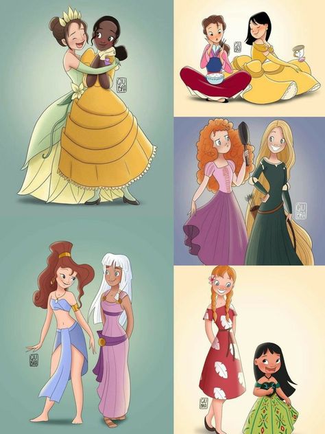 Disney Princesses Fanart, Disney Ships Crossover, Disney Princess Fanart, Disney Princess Anime, Princesas Disney Anime, Modern Disney Characters, Disney Ships, Disney Character Art, Disney Princess Artwork