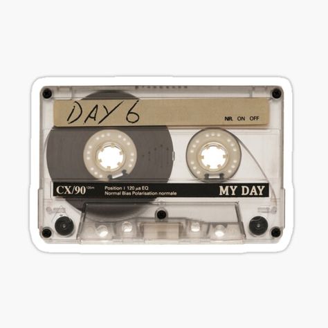 Super cute retro 90s look Day6 cassette tape design in <3 MORE Day6 / KPOP DESIGNS IN MY STORE! • Millions of unique designs by independent artists. Find your thing. Nct Sticker, Kpop Sticker, Sticker Printable, Iphone Wallpaper Lights, Retro Cassette, Tape Design, Nostalgia Aesthetic, Pastel Sunset, Vintage Cassette