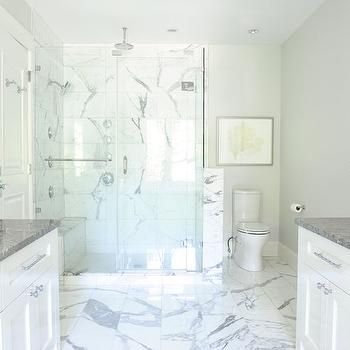 Marble Pony Wall Separating Shower From Toilet Bathroom Budget Diy, Bathroom Layout Ideas, Ensuite Design, Herringbone Tile Floors, Master Bath And Closet, Rectangular Vessel Sink, Pony Wall, Master Ensuite, Transitional Bathroom