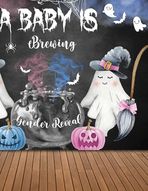 Gender Reveal Spooky, Cauldron Gender Reveal, Boo Or Ghoul Gender Reveal, Witch Cauldron Gender Reveal, Boo-y Or Ghoul Gender Reveal, A Baby Is Brewing Gender Reveal Ideas Halloween, Boo-y Or Ghoul Gender Reveal Decorations, Halloween Gender Reveal, Halloween Baby Shower Theme