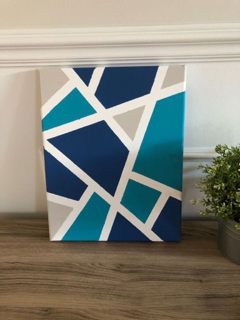 Easy Pictures To Paint On Canvas Simple, Simple Square Paintings, Rectangle Canvas Painting Ideas, Painters Tape Art, Mini Tela, Boho Art Painting, Diy Canvas Art Easy, Cute Easy Paintings, Canvas Drawing