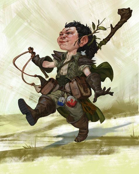 ArtStation - Esme ! - Gnome - Druid from a dnd one shot campaign ! Halfling Female, Ttrpg Ideas, Prince Outfits, Dnd Halfling, Gnome Dnd, Inuyasha Funny, D D Races, Dnd Oc, Dnd Inspiration