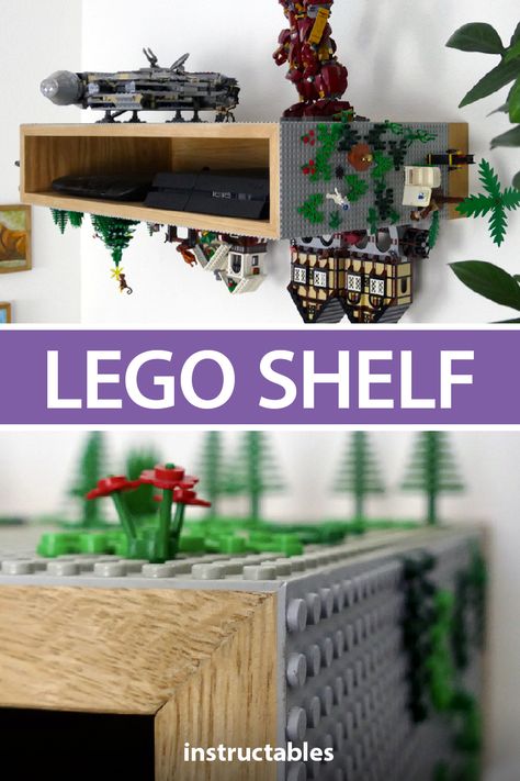 Lego Shelves, Lego Shelf, Lego Display Ideas, Lego Storage Organization, Lego Wall, Boys Playroom, Lego Display, Lego Boards, Lego Table