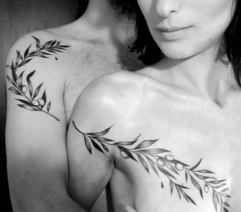 Matching Couple Tattoo, Meaningful Couple Tattoos, Couple Tat, Olive Branch Tattoo, Couple Tattoo Ideas, Best Couple Tattoos, Cute Couple Tattoos, Matching Tats, Tattoos Infinity