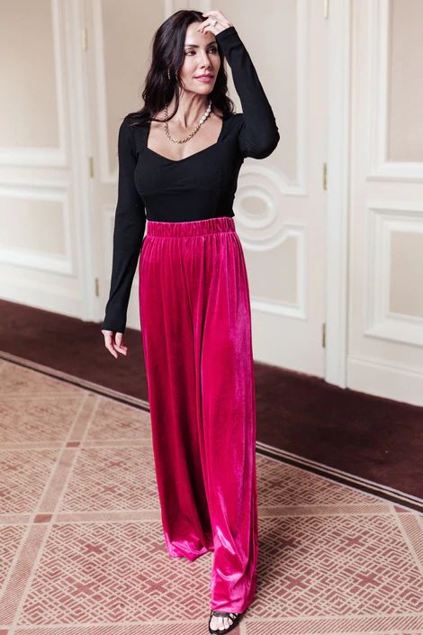 Velvet Wide Leg Pants – MAGNUS Clothing Co. Velvet Pants Outfit, Velvet Wide Leg Pants, Euphoria Fashion, Bridesmaid Outfits, Thanksgiving Outfits, Christmas Outfit Ideas, Eve Dresses, Beautiful Sweater, Pants Large