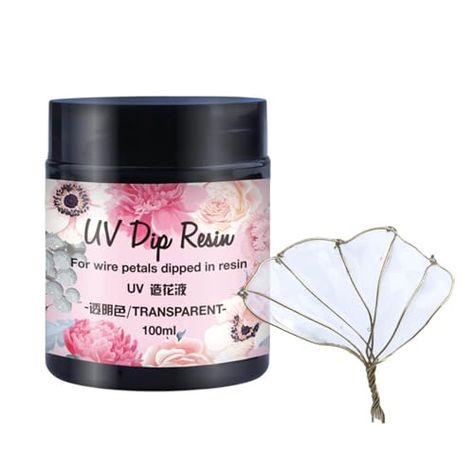 UV DIP Resin Glue for Wire Flower Petals Transparent Liquid Ultraviolets Curing Crystal Glue Jewelry Making for Beginner Uv Resin Flower, Dip Resin, Resin Glue, Liquid Resin, Craft Decorations, Camper Remodel, Crystal Hair Pins, Wire Flowers, Transparent Resin