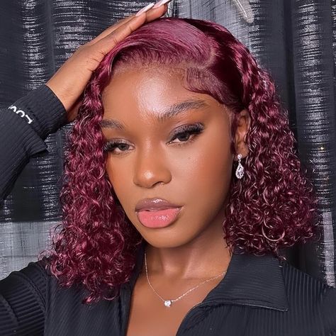 PRICES MAY VARY. 🍁🍁🍁1.Short Curly Lace Front Wig Material: 100% Unprocessed Brazilian Virgin Human Hair. Pre-Plucked with Baby Hair Along the Hairline, 99J Bob Lace Front Wigs Cut from Young Donor Directly, We Provide Length (8, 10, 12, 14 Inch) for You to Choose 🍁🍁🍁2.Curly Bob Wigs Human Hair Quality: 180% Natural Density 99J Burgundy Curly Bob Front Wigs is Soft, Full and Thick. Undetectable Flawless Middle Part Hairline in Default Can Be Any Part. Minimum Shedding & Tangle. Can be Dyed 99j Bob, Curly Bob Wig, Hair For Women, Lace Front Wigs Human Hair, Short Curly Bob, Wigs Human Hair, Burgundy Lace, Short Curly, Curly Bob