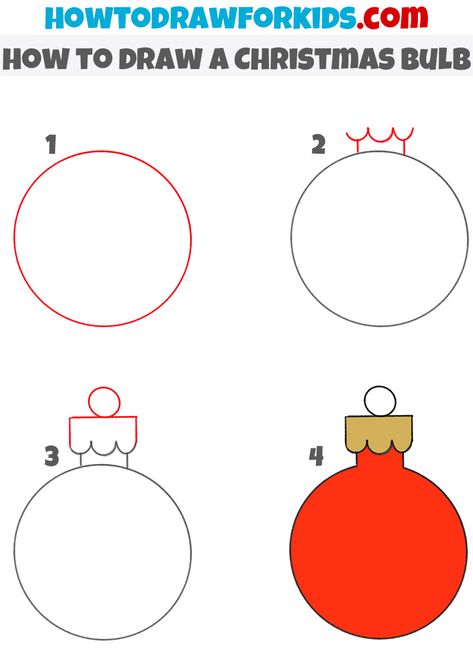 how to draw a Christmas Bulb step by step How To Draw A Christmas Ornament, How To Draw Ornaments Step By Step, How To Draw A Christmas Present, How To Draw An Ornament, Easy Winter Drawings For Kids, How To Draw Ornaments, How To Draw Christmas Ornaments, Christmas Drawing For Kids Easy, Step By Step Drawing Christmas