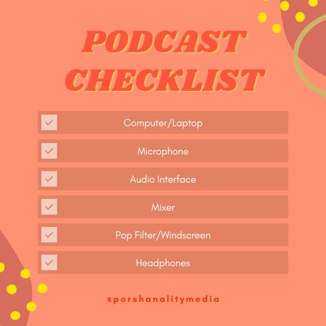 First Podcast Episode Ideas, Podcast Starter Kit, Podcast Checklist, Start A Podcast Checklist, Podcast Layout, Podcast Ideas For Women, How To Start A Podcast For Beginners, Podcast Room Ideas, Podcast Setup