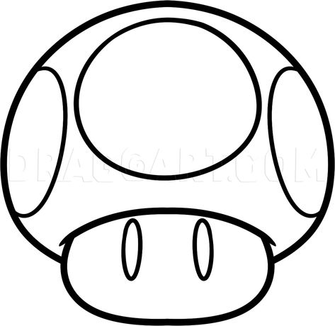 How To Draw The Mario Mushroom, Step by Step, Drawing Guide, by Dawn | dragoart.com Power Up Mushroom Mario, How To Draw Mario Bros, Mario Brothers Drawing Easy, Super Mario Characters Drawing, Mario Characters Drawing Easy, Super Mario Mushroom Tattoo, Mario Mushroom Drawing, Mario Mushroom Tattoo, Mario Characters Drawing