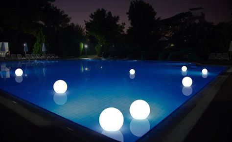 Light up your pool! Light Up Pool Balls, Floating Pool Lights, Light Up Balloons, Swimming Pool Lights, Children Swimming Pool, Led Balloons, Garden Balls, Pool Lights, Ball Aesthetic