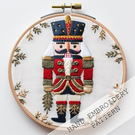 Christmas Soldier Embroidery, Nordic Design, Scandinavian Embroidery, Christmas Tree Decor, Seasonal Patterns, Handcraft Ornaments, Hoop Art - Etsy Embroidery Christmas Tree, Scandinavian Embroidery, Christmas Soldiers, Redwork Embroidery, Christmas Embroidery Designs, Embroidery Christmas, Hand Embroidery Projects, Christmas Tree Decor, Christmas Embroidery