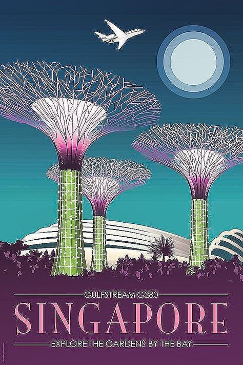 Globe Poster Design, Singapore Illustration, Singapore Poster, Illustration Design Poster, Singapore National Day, Singapore Art Museum, Singapore Garden, Retro Style Posters, Singapore Art