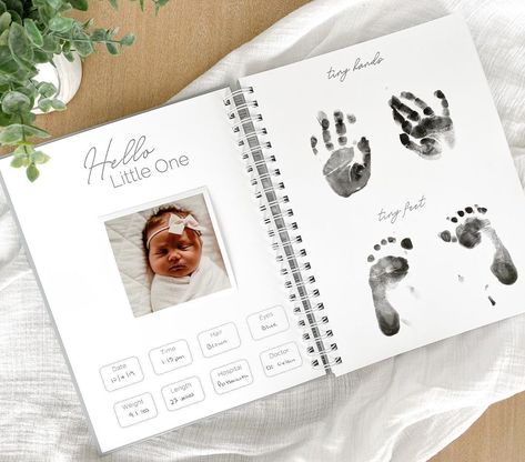 love + wild on Instagram: “Those tiny details 🤍” Baby Book Ideas, Baby Album Design, Scrapbook Baby Book Ideas, Baby Journal Book, Pregnancy Scrapbook, Baby Book Pages, Baby Books Diy, Modern Baby Book, Baby Diary