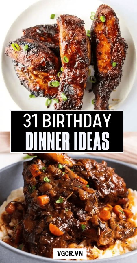 Make your birthday unforgettable with our top 10 dinner ideas, featuring a perfect blend of savory and sweet flavors. These delicious recipes are sure to impress your guests and turn your celebration into a truly special occasion! Meals For Birthday Parties Dinners, Husband Birthday Dinner Ideas At Home, Husband Birthday Dinner Ideas, Birthday Dinner For Husband At Home, Birthday Dinner Recipes At Home, Best Birthday Dinner Ideas, Birthday Dinner Party Food, Birthday Dinner Ideas Family, Food Ideas For Birthday Parties Dinners