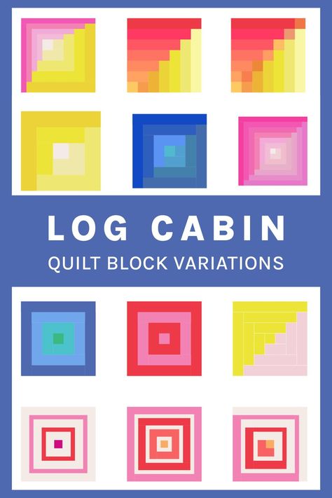 Wondering how to make a modern log cabin quilt block? Wonder no more, just follow this simple step-by-step tutorial! Learn how to transform the traditional log cabin quilt block to look modern. Make these awesome log cabin block variations! Modern Log Cabin Quilts Pattern, Log Cabin Quilts Patterns, Free Log Cabin Quilt Patterns, Log Cabin Blocks Variations, Easy Log Cabin Quilt Block, Log Cabin Quilt Blocks Free Pattern, Log Cabin Quilts Variations, Log Cabin Quilts Layouts, Modern Log Cabin Quilts