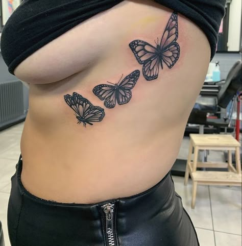 Side Tattoo Cover Up Ideas Rib Cage, Butterfly Side Tattoo Rib Cage, Torso Tattoos For Women Rib Cage, Butterfly Tattoo On Rib Cage, Tattoo Cover Up Ideas For Women Ribs, Rib Tattoos For Women Cover Up, Butterfly Ribcage Tattoo, Butterfly Tattoo Rib Cage, Rib Butterfly Tattoo