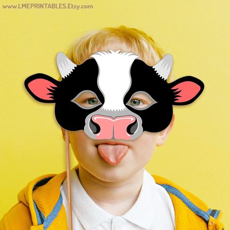 Cow Printable Masks https://etsy.me/3TteUP6 #cowmask #kidsmask #cow #farmanimals #coloringmask #earlylearning #halloweencostume #farmparty #cowcostume #birthdayparty #bullmask #etsyshop #papermask #diymask #kidtoys #partyanimals #partymasks #cowillustration #masks #diy Animals Paper Craft, Cow Mask, Printable Animal Masks, Halloween Costume Black, Mask Printable, Coloring Mask, Sheep Face, Farm Animal Party, Animal Face Mask