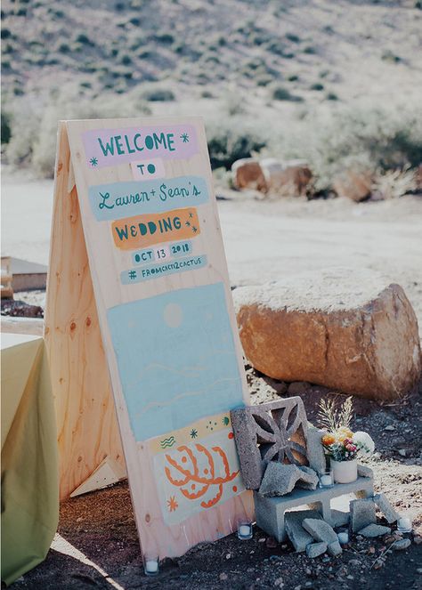 Handmade Wedding Signs, Hand Painted Wedding Welcome Sign, Hand Painted Wedding Signs, Painted Wedding Signs, Wedding Welcome Signage, Desert Color Palette, Nyc Coffee Shop, Wedding Banners, Welcome Signage