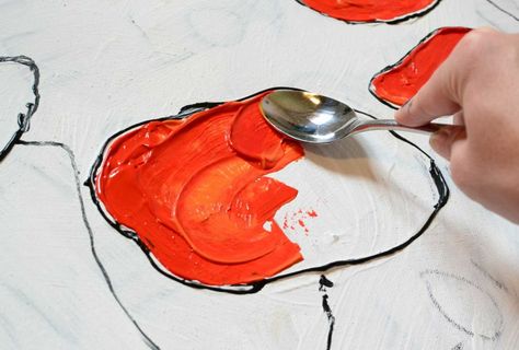 Poppy Painting Acrylic, Acrylic Poppy Painting, Abstract Poppy Painting, Poppy Flower Painting, Abstract Poppies, Simple Artwork, Poppy Art, Abstract Flower Art, Poppy Painting