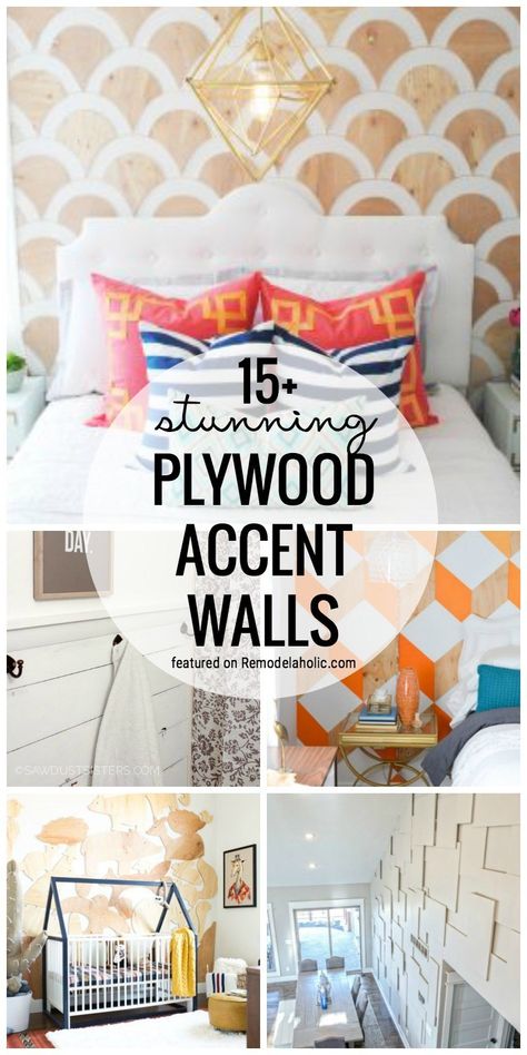 Create A Unique Look In Any Room By Creating A Plywood Accent Wall. 15+ Stunning DIY Plywood Accent Walls Featured On Remodelaholic.com Statement Walls, Plywood Projects, Plywood Walls, Wood Accent Wall, Plywood Sheets, Statement Wall, Plywood Furniture, Diy Pallet Projects, Diy Furniture Projects