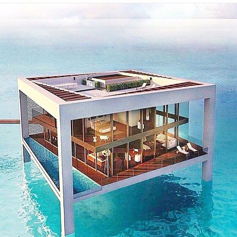 Middle of the sea | house House On The Water, Crazy Houses, Unusual Homes, Floating House, Unique Houses, Design Case, Amazing Architecture, Driveway, My Dream Home