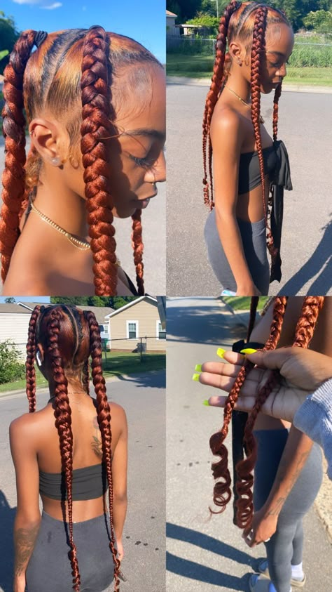 3 Big Braids For Black Women, Four Braids Black Women, Four Section Braid, 4braids Hairstyle Black Women, 5 Big Braids, Four Box Braids, Four Jumbo Braids, 4 Box Braids Hairstyles, Four Big Braids