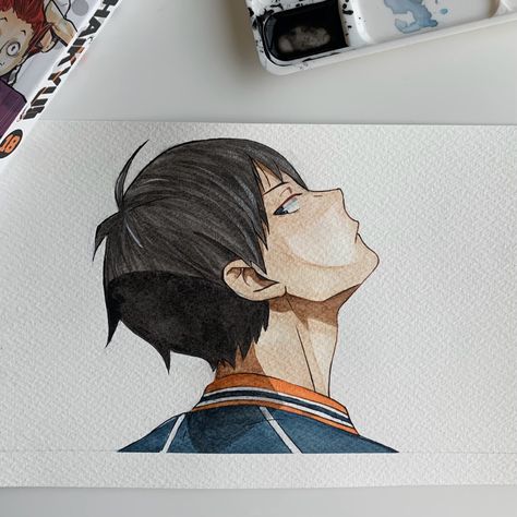 Anime Sketch Watercolor, Anime Watercolor Art Easy, Gojo Watercolour, Watercolour Anime Art, Watercolor Art Anime, Very Easy Drawings, Anime Watercolor Art, Watercolour Anime, Anime Watercolor